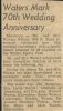 Newspaper Article = 70th Wedding Anniversary 1957