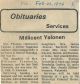 Obituary for Millicent Yalonen d. 1974